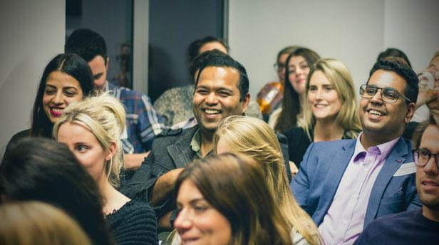 An audience at a workshop.